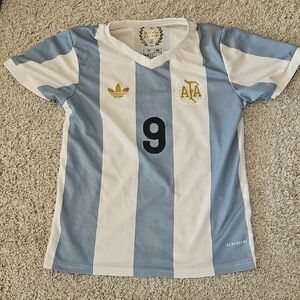 Adidas Kids Light Blue and White Soccer Jersey